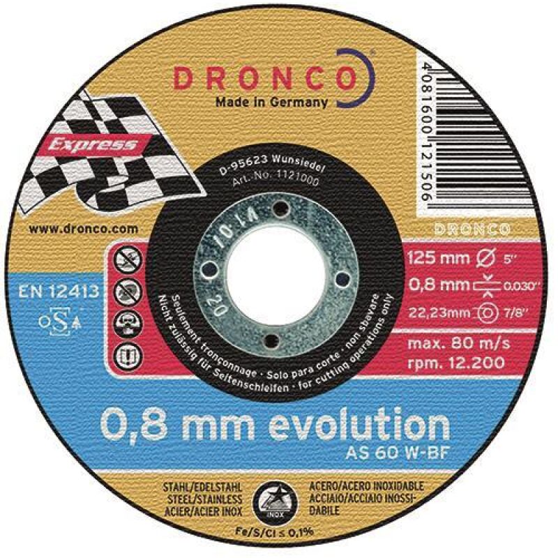 Δίσκος κοπής για inox 10τεμ. ίσιος EVOLUTION AS60W No125x08x2223mm DRONCO