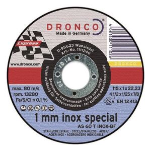 Δίσκος κοπής για inox 25τεμ. ίσιος SUPERIOR AS60T No125x1x2223mm DRONCO