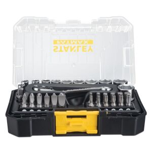 Κασετίνα καρυδάκια 1/4" εξάγωνα 37τεμ.  Νο 55-14mm και μύτες 25τεμ. STANLEY