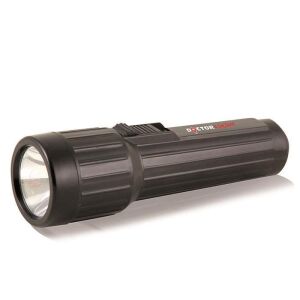 Φακός πλαστικός μαύρος με 1 led. Παίρνει 2 μπαταρίες D. VELAMP