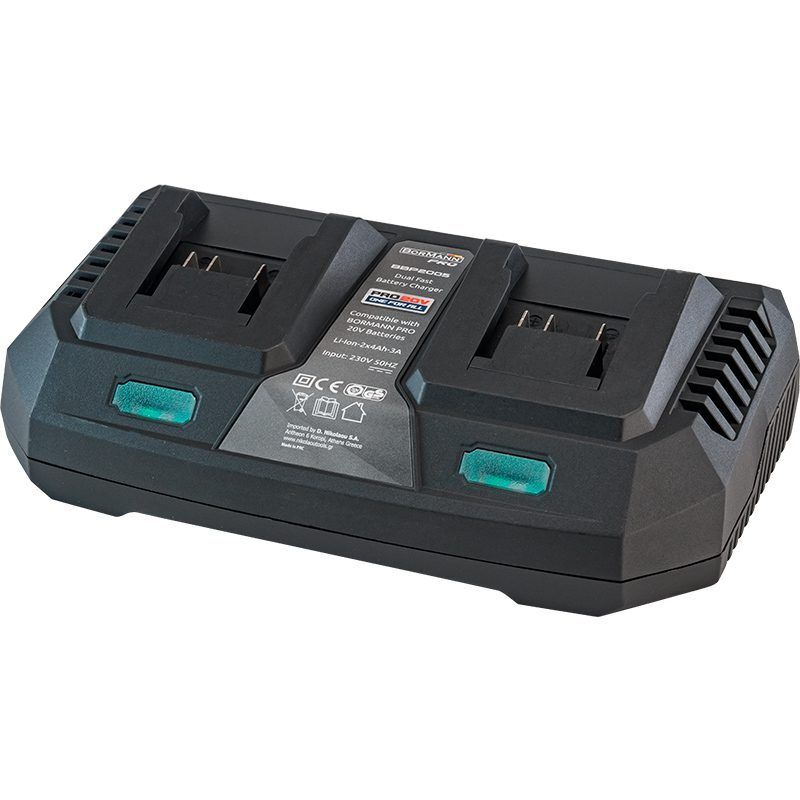 ΦΟΡΤΙΣΤΗΣ ΔΙΠΛΗΣ ΜΠΑΤΑΡΙΑΣ 20V Li-Ion-2x4Ah-3A-PRO BORMANN Pro