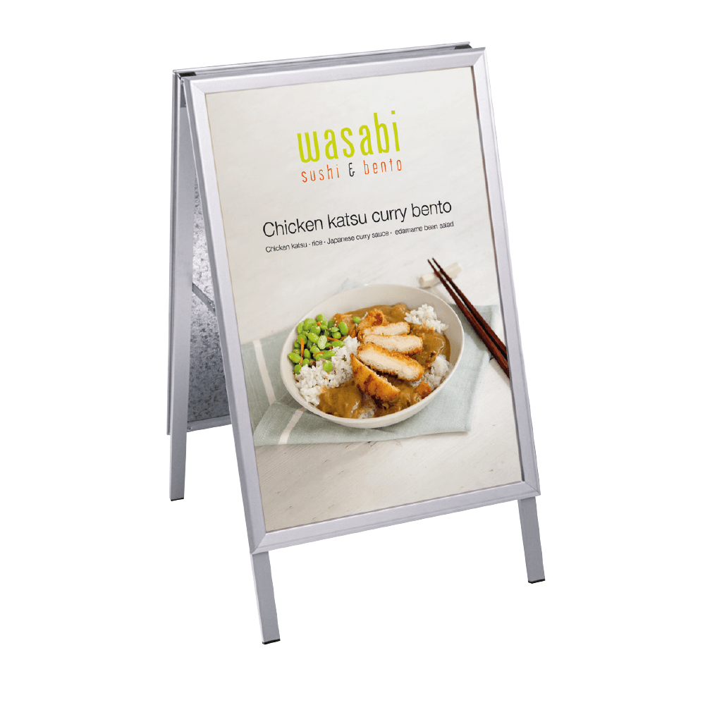 Σταντ πεζοδρομίου από αλουμίνιο με αφισοθήκη snap frame A2 (2 πλευρών) SMB-A2