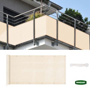 Διαχωριστικό Δίχτυ Μπαλκονιού 160gr/m² Εκρού 1,20x6m GRASHER Με Κρίκους