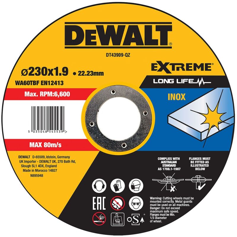 ΔΙΣΚΟΙ DEWALT DT43909-QZ 230x1 9mm INOX EXTREME