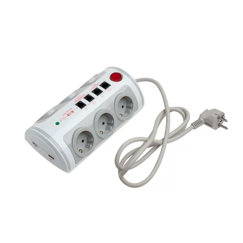 GEYER ΠΟΛΥΠΡΙΖΟ ΑΣΦΑΛΕΙΑΣ ΜΕ ΔΙΑΚΟΠΤΗ 6 ΘΕΣ. 2 USB 1A & LAN  GES-055 GEYER