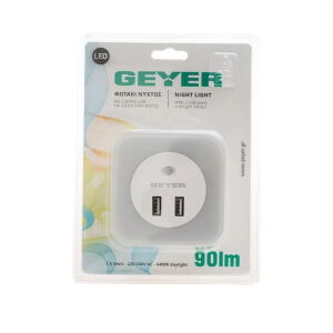 GEYER ΦΩΤΑΚΙ ΝΥΚΤΟΣ LED ΜΕ ΑΙΣΘΗΤΗΡΑ ΚΑΙ 2xUSB LN-USB2 GEYER