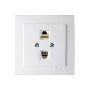 GEYER ΠΡΙΖΑ ΔΙΠΛΗ ΔΙΚΤΥΟΥ & ΤΗΛΕΦΩΝΟΥ RJ45/RJ11 Τύπου Cat6 NILSON ΣΕ ΛΕΥΚΟ ΧΡΩΜΑ  24111049 GEYER