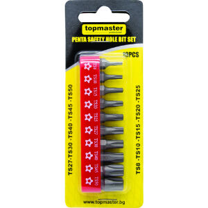 TOP MASTER ΜΥΤΕΣ ΚΑΤΣΑΒΙΔΙΟΥ TORX ΜΕ ΤΡΥΠΑ 1/4'' ΣΕΤ 10τεμ. 330169 TOP MASTER