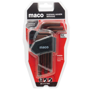 ΚΛΕΙΔΙΑ MACO  MC.0121605 ALLEN ΜΠΙΛΙΑΣ 9 ΤΕΜΑΧΙΩΝ 1.5mm - 10mm