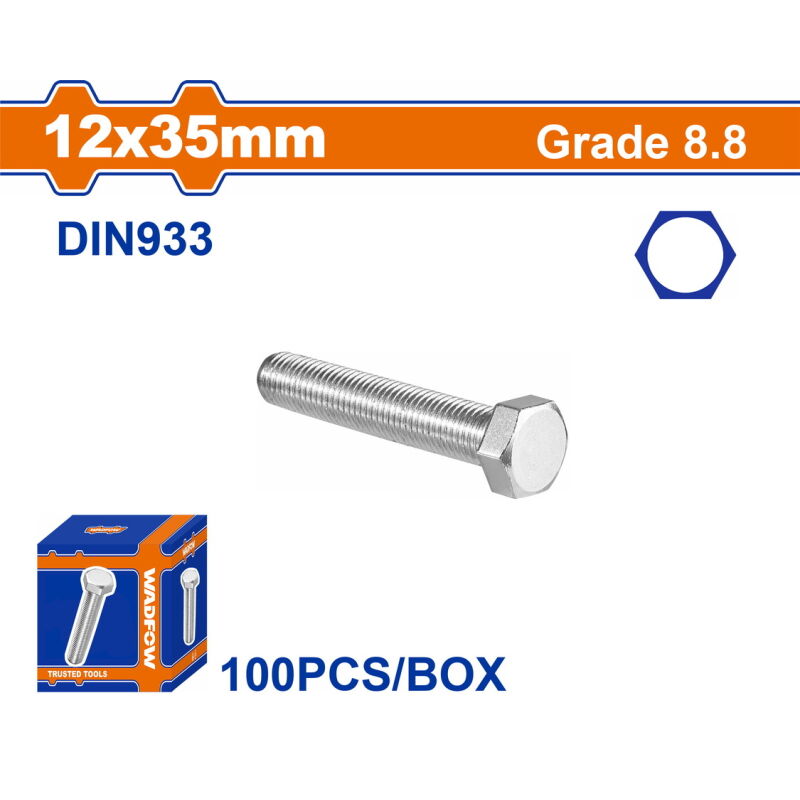 WADFOW ΒΙΔΑ ΕΞΑΓΩΝΗ ΓΑΛΒ. 8.8 DIN933 12X35 100TEM (WXSP547A)