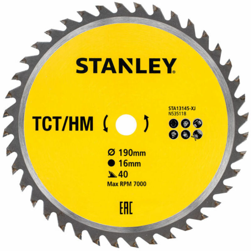 ΔΙΣΚΟΙ ΞΥΛΟΥ STANLEY STA13145 190 x 16 x 40 ΔΟΝΤΙΑ