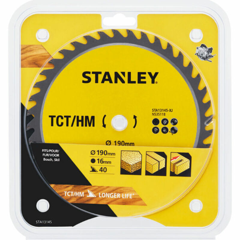 ΔΙΣΚΟΙ ΞΥΛΟΥ STANLEY STA13145 190 x 16 x 40 ΔΟΝΤΙΑ