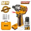 Κατσαβίδι Παλμικό Compact Μπαταρίας 16V Ingco
