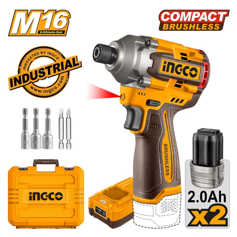 Κατσαβίδι Παλμικό Compact Μπαταρίας 16V Ingco
