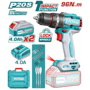 TOTAL ΕΠΑΓΓ. ΔΡΑΠ/ΒΙΔΟ ΚΡΟΥΣΤΙΚΟ ΜΠΑΤ. Li-ion 20V / 4Ah / 96Nm / 2 ΜΠΑΤ BL Motor (TIDLI20968E)