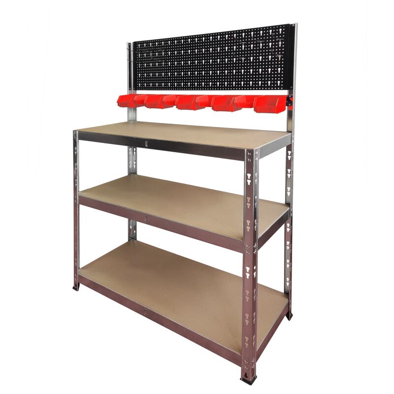 Πάγκος εργασίας γαλβανιζέ 100x40x136 cm με πάνελ Inox Kiss SH800