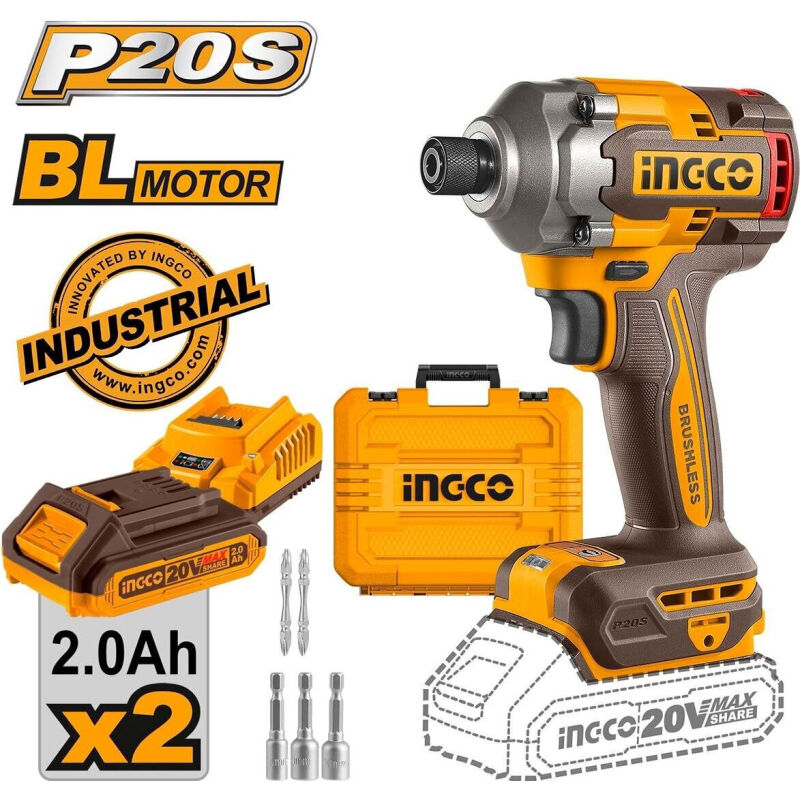 Παλμικό Κατσαβίδι Μπαταρίας Brushless 20V Ingco