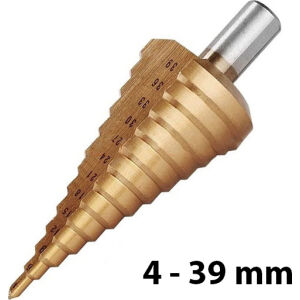 Κωνικό Τρυπάνι HSS Τιτανίου για Μέταλλο και Ξύλο 4-39mm Pasco